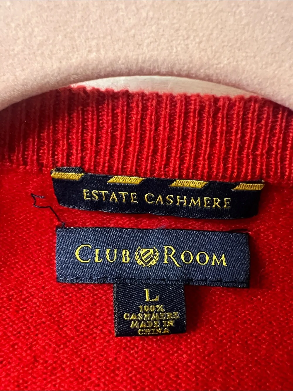 Club Room Estate Cashmere 100% Cashmere Red V-Neck Sweater L